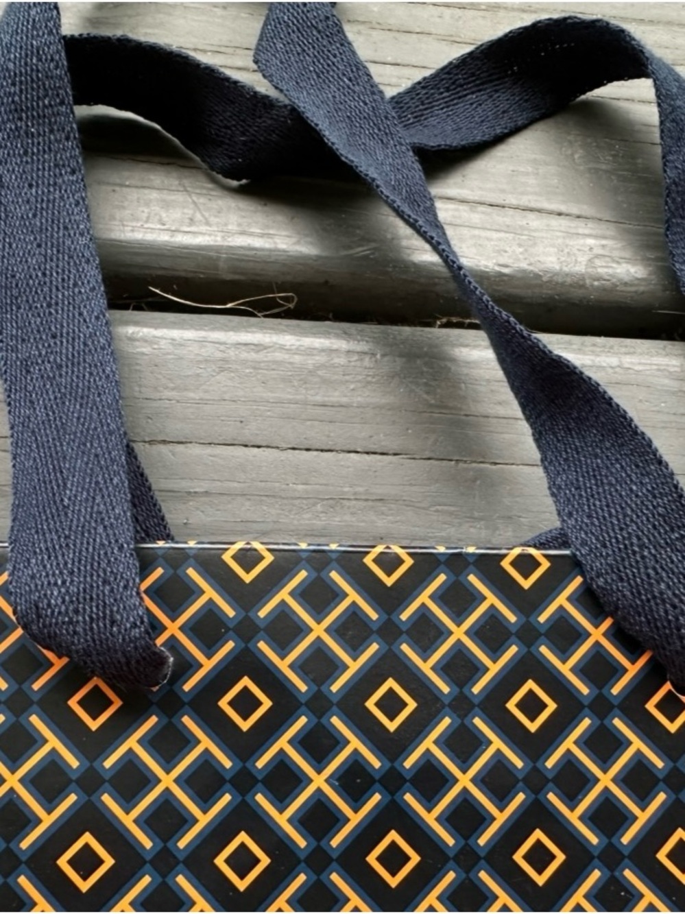 Tory Burch Black, Orange & Neon Yellow Logo Paper Shopping Bag- NEW! - Picture 3 of 6